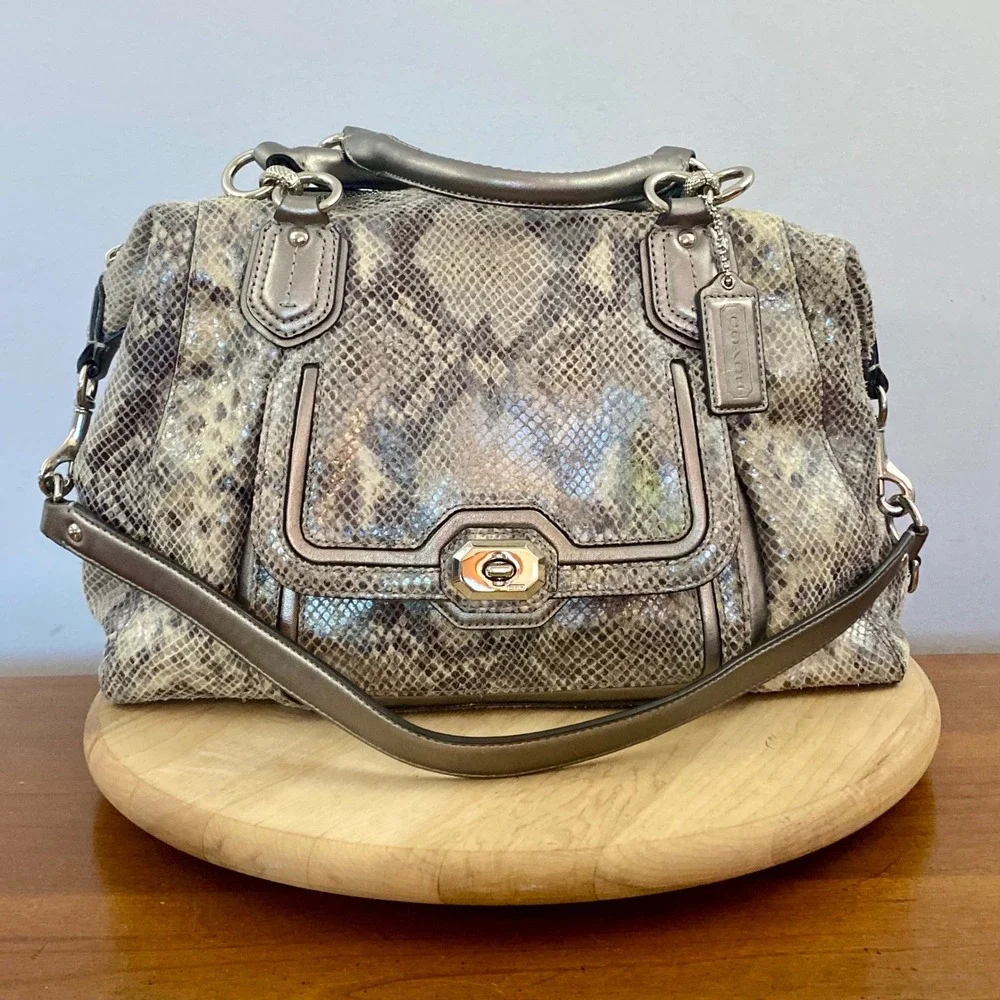 Coach Campbell Exotic Embossed Snakeskin Leather Large Satchel Shoulder F26041